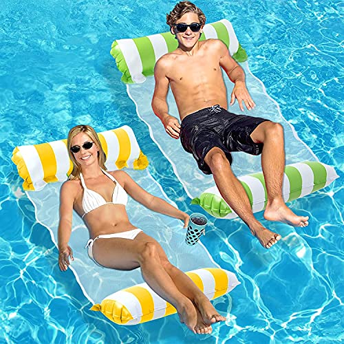Gikvni 4 in 1 Inflatable Pool Float Swimming Pool Lounger Multi-Purpose Pool Hammock (Saddle Lounge Chair, Hammock, Drifter) Pool Raft Lake Floats for Water Fun Inflatable Float Bed (Pack of 2) - Image 2