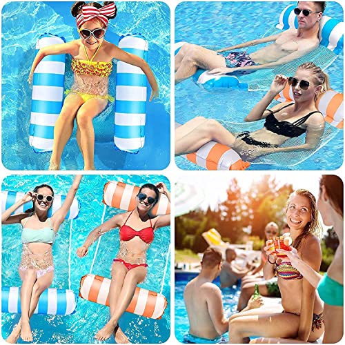 Gikvni 4 in 1 Inflatable Pool Float Swimming Pool Lounger Multi-Purpose Pool Hammock (Saddle Lounge Chair, Hammock, Drifter) Pool Raft Lake Floats for Water Fun Inflatable Float Bed (Pack of 2) - Image 4