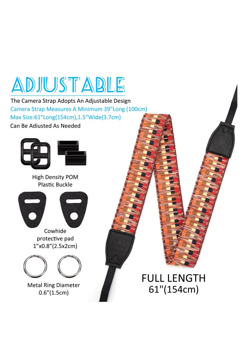Excefore Classic Vintage Camera Straps, Adjustable Shoulder & Neck Strap, Universal Camera Shoulder Neck Strap, Suitable for All DSLR Cameras - Image 5