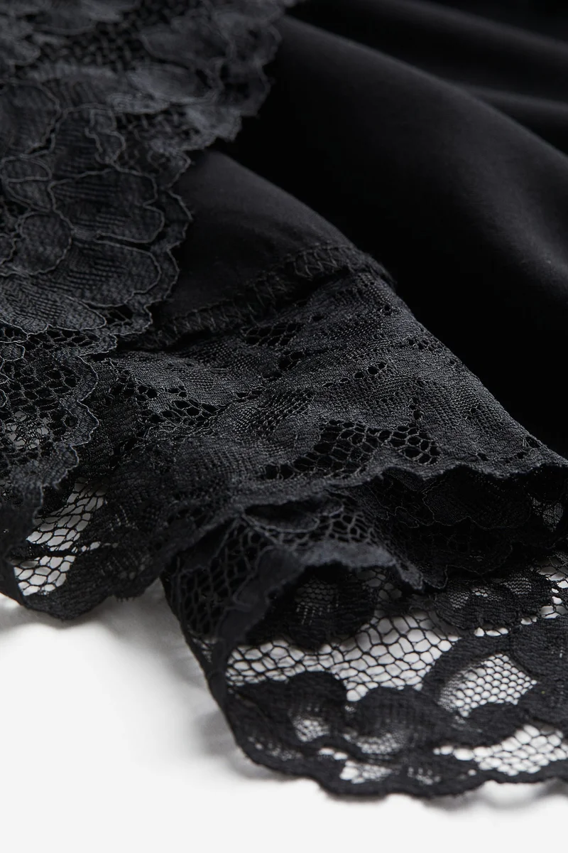 H&M Asymmetrical Hem Lace Satin Dress