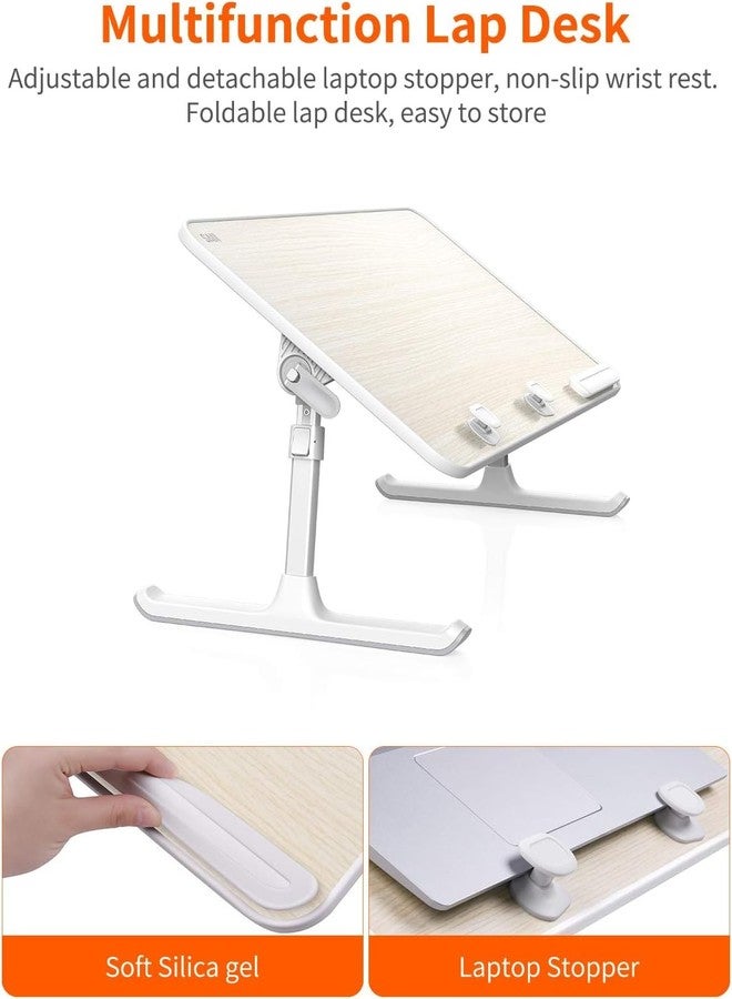 SAIJI Laptop Desk for Bed, Lap Desks Bed Trays for Eating Writing, Adjustable Computer Laptop Stand, Foldable Lap Table in Sofa and Couch（23.6 x 13Teak - Image 4
