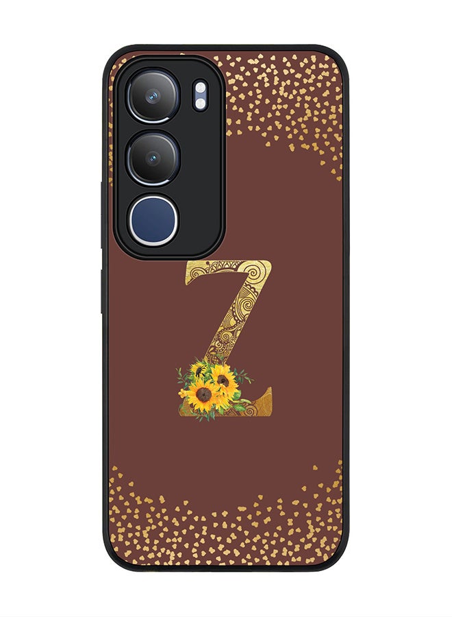 Stylizedd For vivo Y19s / Y19s Pro Case,Slim fit Camera Protection, Shockproof Thin Phone cover  - Custom Floral Monogram - Z  (Brown )