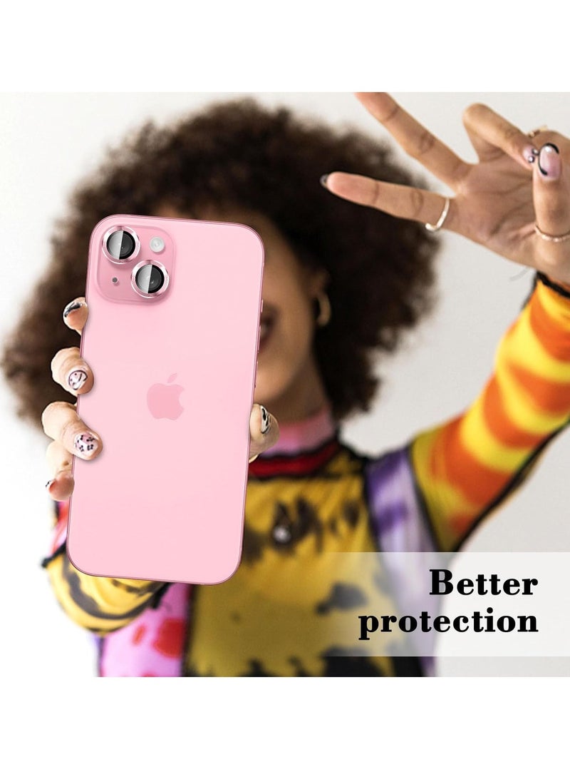 Raxoom "Pink Tempered Glass Camera Lens Protector for iPhone 16/iPhone 16 Plus â€“ HD Anti-Scratch Cover with Automatic Alignment Metal Rings" - Image 5