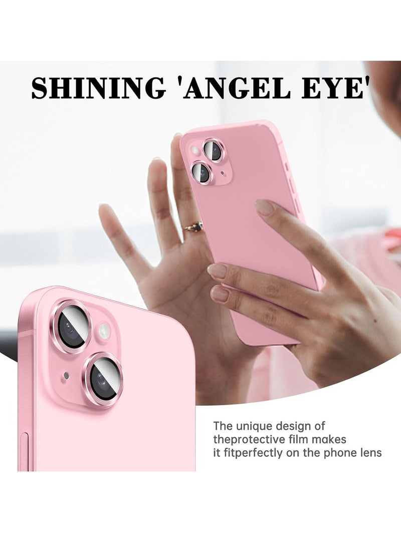 Raxoom "Pink Tempered Glass Camera Lens Protector for iPhone 16/iPhone 16 Plus â€“ HD Anti-Scratch Cover with Automatic Alignment Metal Rings" - Image 3