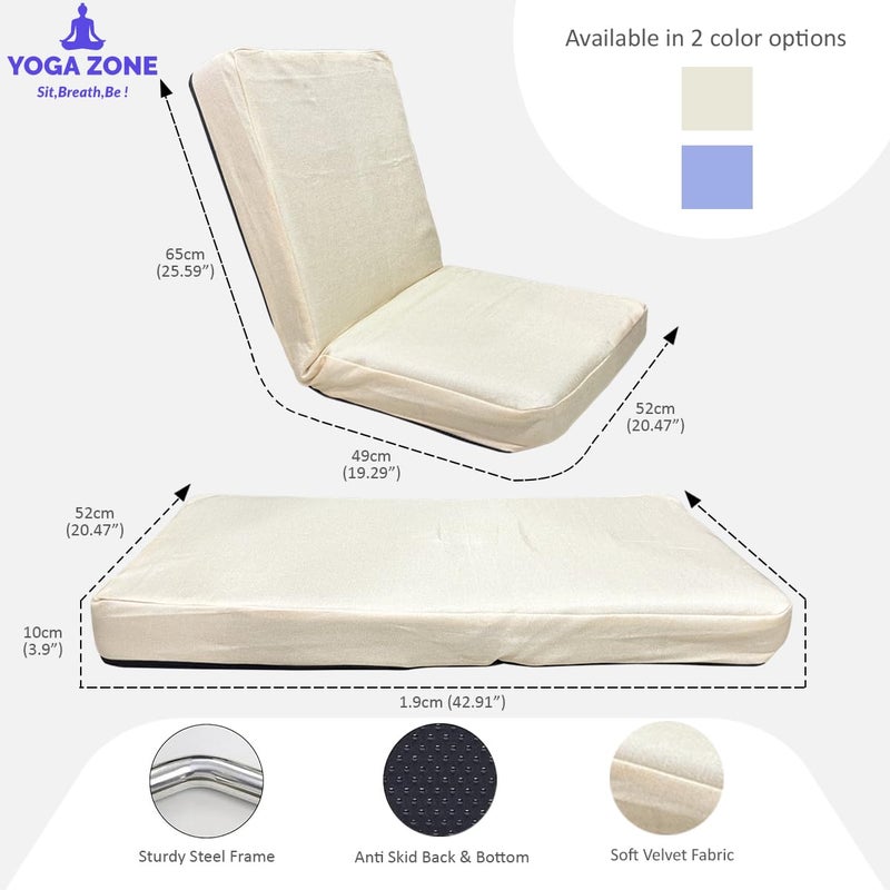 Kawachi 90Degree Adjustable Back Support Relax Recliner Yoga Meditation Floor Sofa Chair with Cushion Beige Standardi116 - Image 2