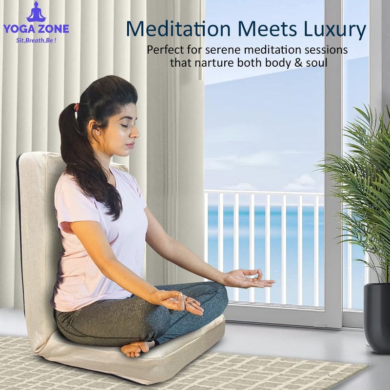 Kawachi 90Degree Adjustable Back Support Relax Recliner Yoga Meditation Floor Sofa Chair with Cushion Beige Standardi116 - Image 3