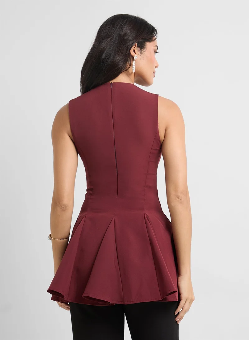 ELLA Peplum Top With Bow Tie Up