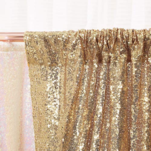 PartyDelight Sequin Backdrop Light Gold 6FTx6FT Wedding Curtain Special Events Party - Image 4