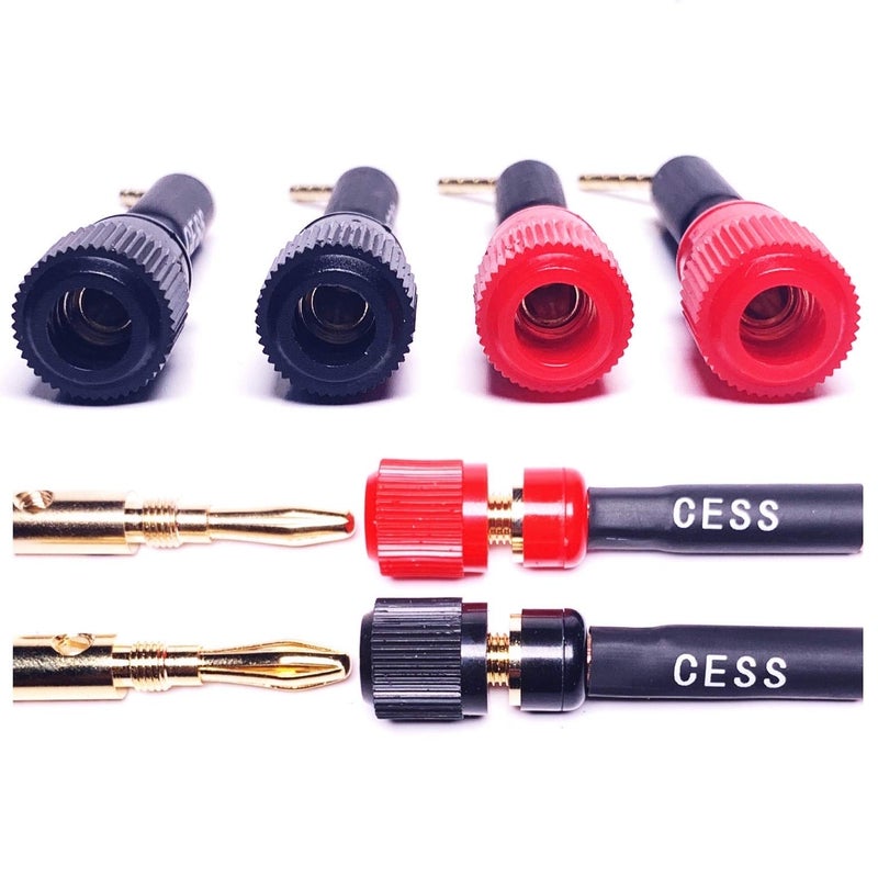 CNCESS CESS-130 Pin Screw Type Banana, Speaker Pin Plugs for Speaker Wire, 2mm Screw Pin to Binding Post Adapter, 4 Pack (Red & Black) - Image 4