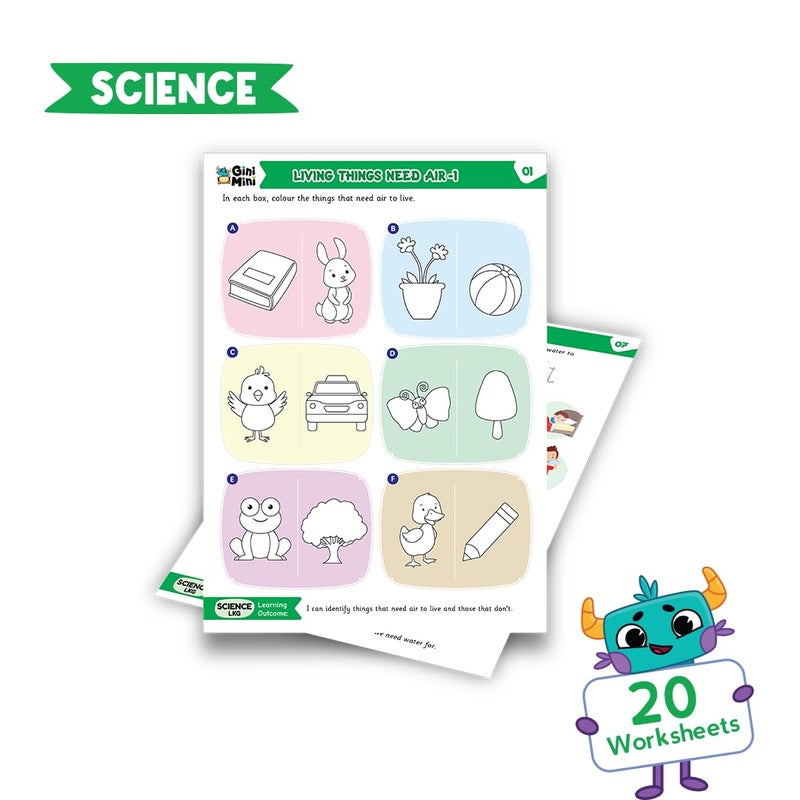 GiniMini 300 LKG Worksheets for Kids 3 4 5 6 Years | English, Math, Hindi, EVS & Science Learning Books | Preschool Writing & Activity Practice | Educational Gift Set with Pencils, Erasers & Stickers - Image 4