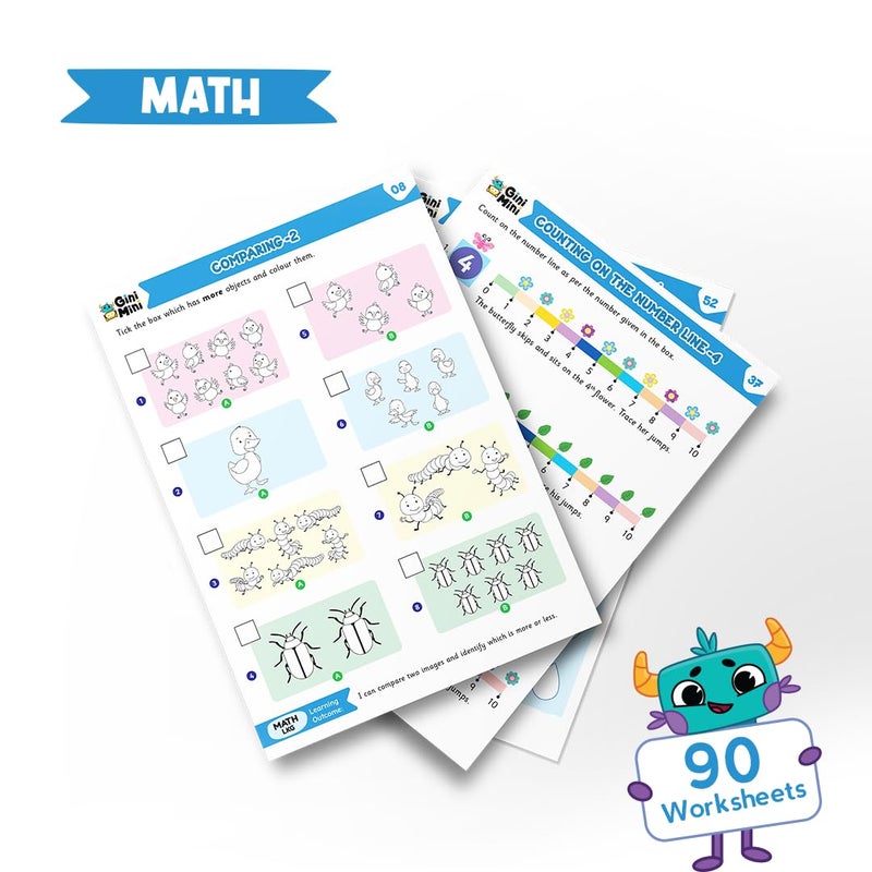 GiniMini 300 LKG Worksheets for Kids 3 4 5 6 Years | English, Math, Hindi, EVS & Science Learning Books | Preschool Writing & Activity Practice | Educational Gift Set with Pencils, Erasers & Stickers - Image 3