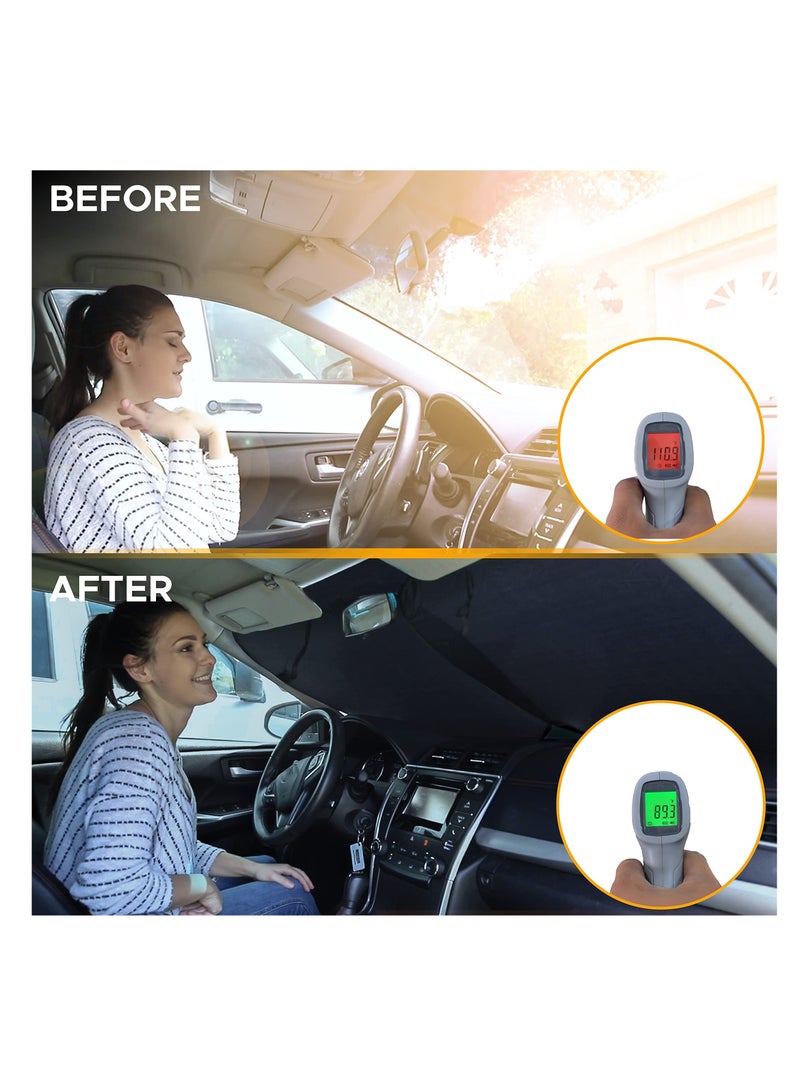 Excefore Car Windshield Sunshade Durable 240T Polyester Sun Shield for Front Window Reflect UV Rays and Heat Protect Your Car Foldable 2 Piece Medium (28 x 31 inches) - Image 4