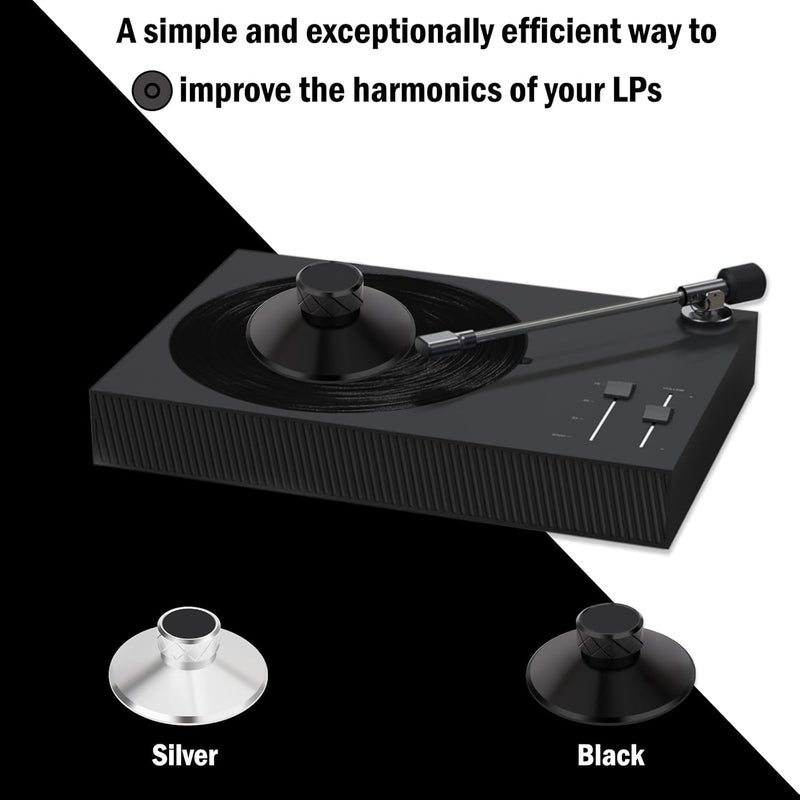 Preffair Aluminum Record Weight Stabilizer Turntable LP Vinyl Disc Stabilizer with Protective Soft Pad Anti Vibration for HiFi Turntable LP Record Player(Black) - Image 4