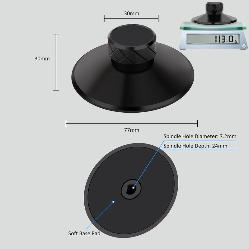 Preffair Aluminum Record Weight Stabilizer Turntable LP Vinyl Disc Stabilizer with Protective Soft Pad Anti Vibration for HiFi Turntable LP Record Player(Black) - Image 2