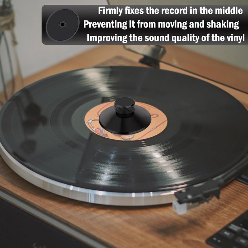 Preffair Aluminum Record Weight Stabilizer Turntable LP Vinyl Disc Stabilizer with Protective Soft Pad Anti Vibration for HiFi Turntable LP Record Player(Black) - Image 5