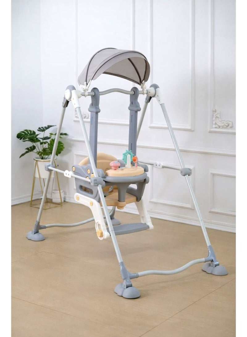 3-in-1 Freestanding Baby Swing Chair with Canopy & Interactive Toy Tray | Secure Toddler Activity Seat with Harness for Indoor & Outdoor Use
