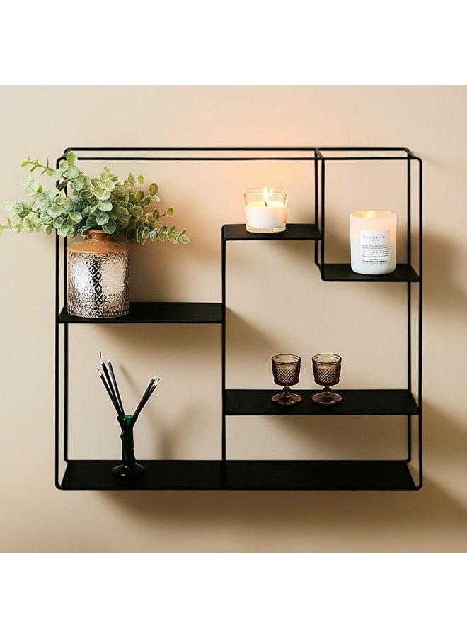 DANUBE HOME رف جداري مكعب - أثاث غرفة معيشة معدني أسود أنيق، مثالي لديكور المنزل والتخزين، الحجم: L80 x W15 x H80 سم - رفوف جدارية مثالية للمساحات الحديثة