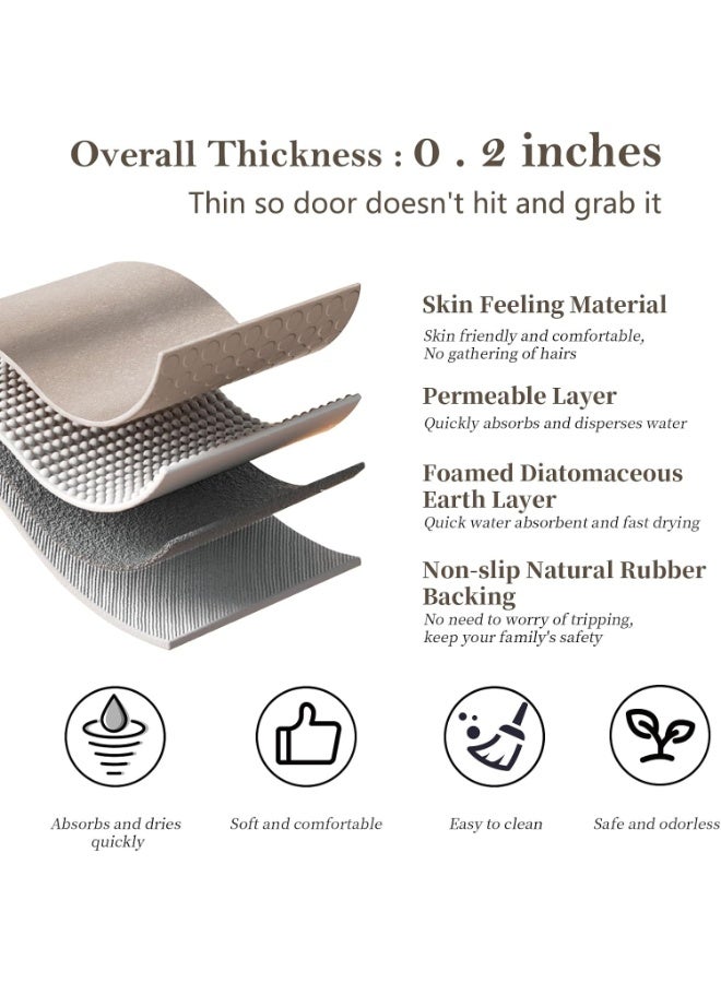 Coffee Diatomaceous Earth Bath Mat, Quick Dry Water Absorbent Bathroom Floor Mat, Non Slip Rubber Backed Shower Door Mat 40x60cm - Image 4