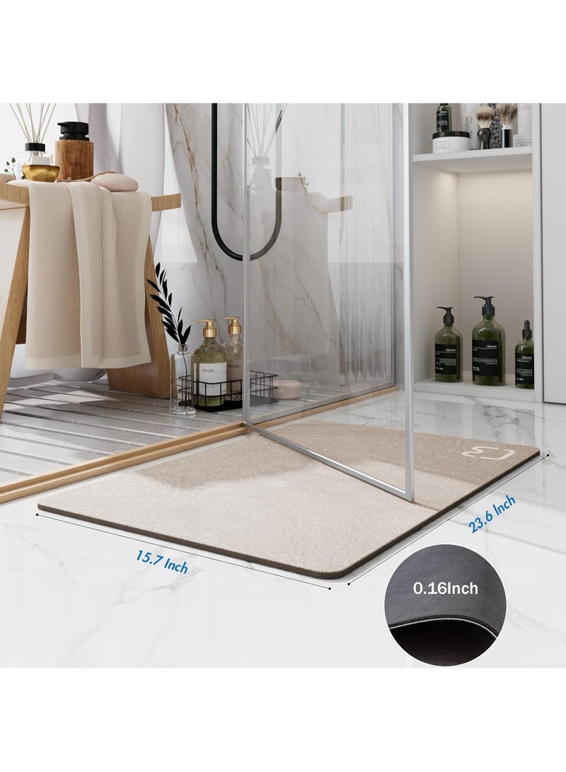 Coffee Diatomaceous Earth Bath Mat, Quick Dry Water Absorbent Bathroom Floor Mat, Non Slip Rubber Backed Shower Door Mat 40x60cm - Image 2