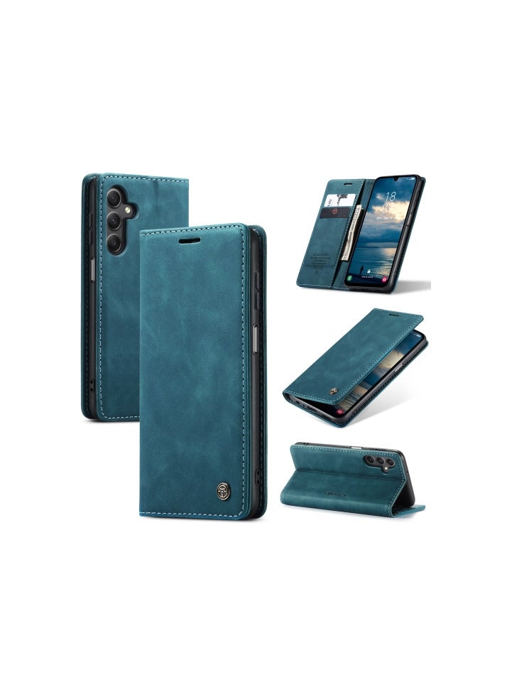 CaseMe Samsung Galaxy A24 4G Case Wallet, for Samsung Galaxy A24 4G Wallet Case Book Folding Flip Folio Case with Magnetic Kickstand Card Slots Protective Cover - Blue - Image 1