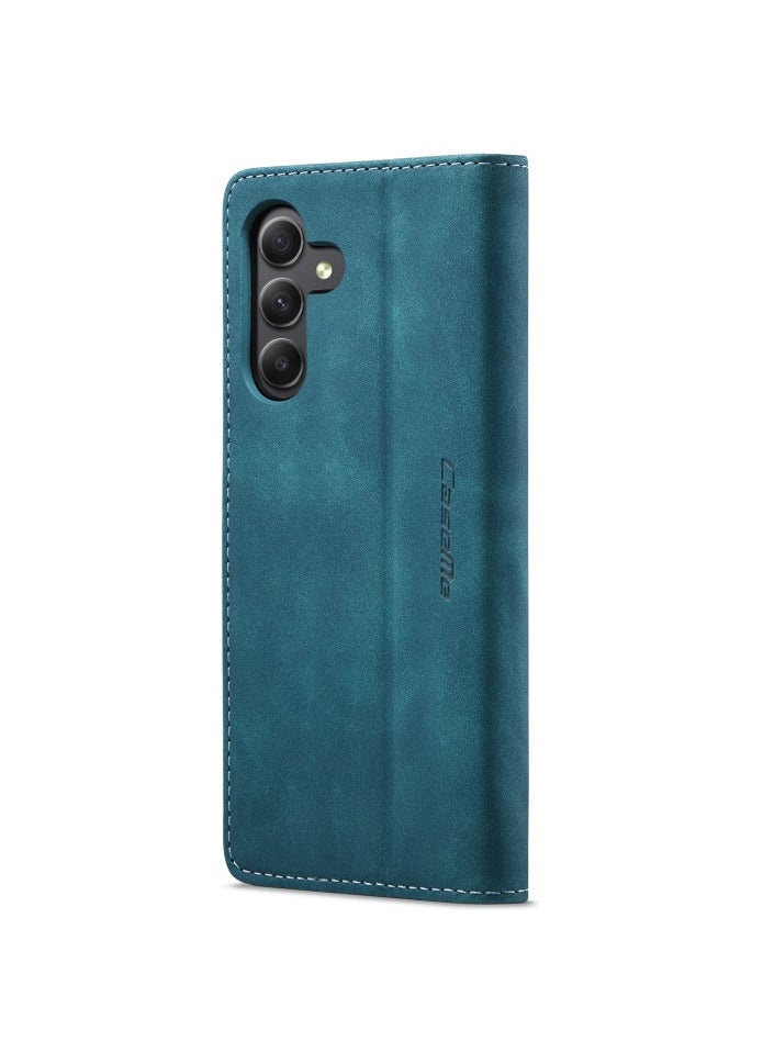 CaseMe Samsung Galaxy A24 4G Case Wallet, for Samsung Galaxy A24 4G Wallet Case Book Folding Flip Folio Case with Magnetic Kickstand Card Slots Protective Cover - Blue - Image 3