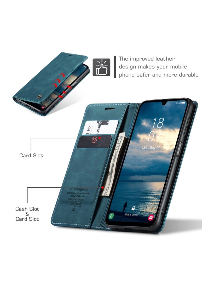 CaseMe Samsung Galaxy A24 4G Case Wallet, for Samsung Galaxy A24 4G Wallet Case Book Folding Flip Folio Case with Magnetic Kickstand Card Slots Protective Cover - Blue - Image 4