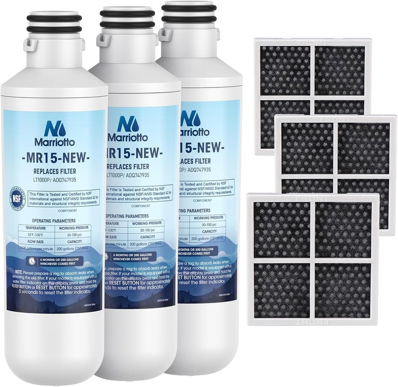MARRIOTTO فلتر مياه مارريوتو LT1000PC بديل للثلاجة وفلتر الهواء النقي LT120F ADQ73334008، متوافق مع LT1000P/PC/PCS، LT1000PC، LT-1000PC، MDJ64844601، ADQ747935 ADQ74793504 - Image 1