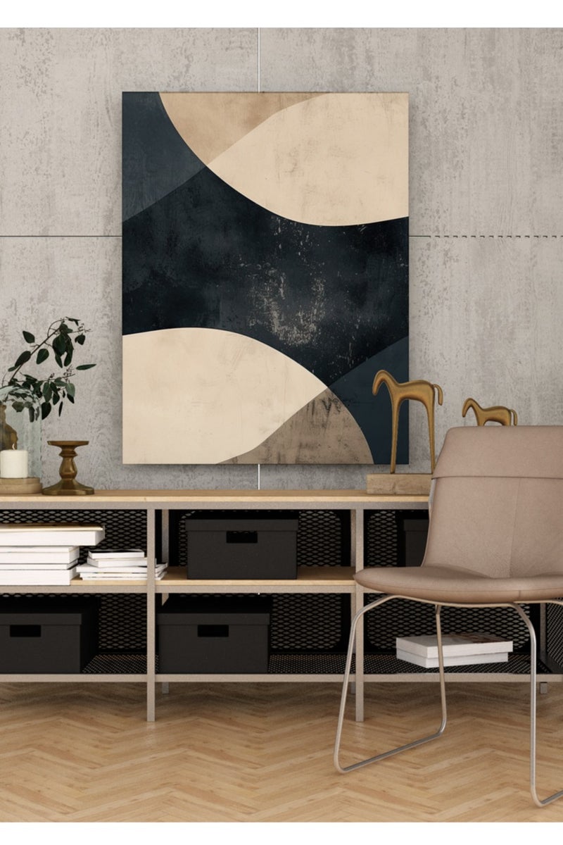 مودكلاس لوحة جدارية تصميم تجريدي بإطار خشبي - Image 1