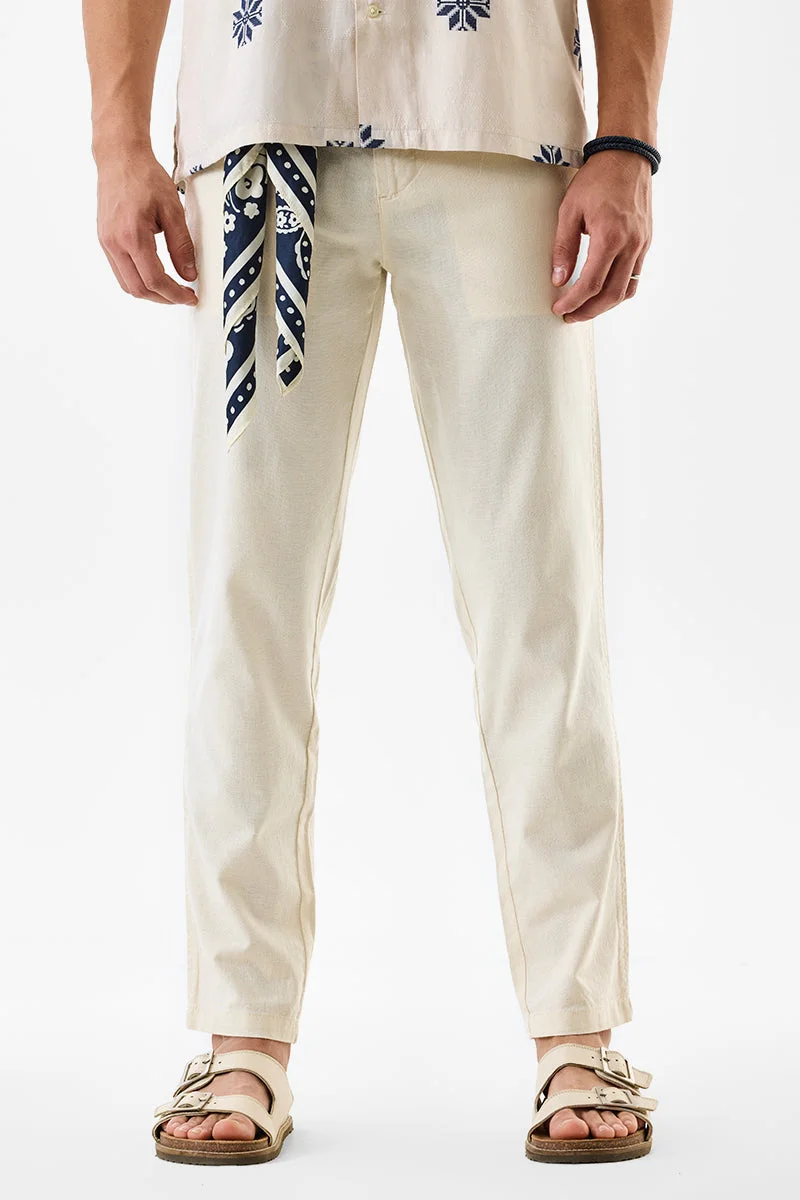 SNITCH Linen Blend Slim Fit Trousers