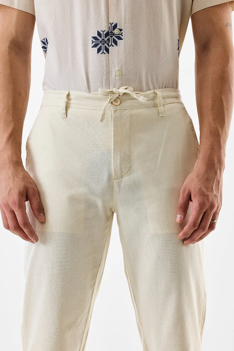 SNITCH Linen Blend Slim Fit Trousers