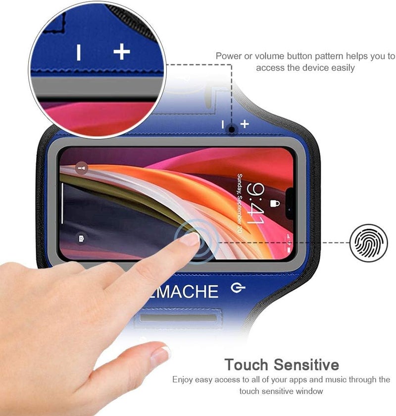 JEMACHE iPod Touch 5th / 6th Generation Armband, Gym Running/Exercise/Workout Sport Arm Band Case for iPod Touch 5/6 Generation with Card/Key Holder (Navy Blue) - Image 2