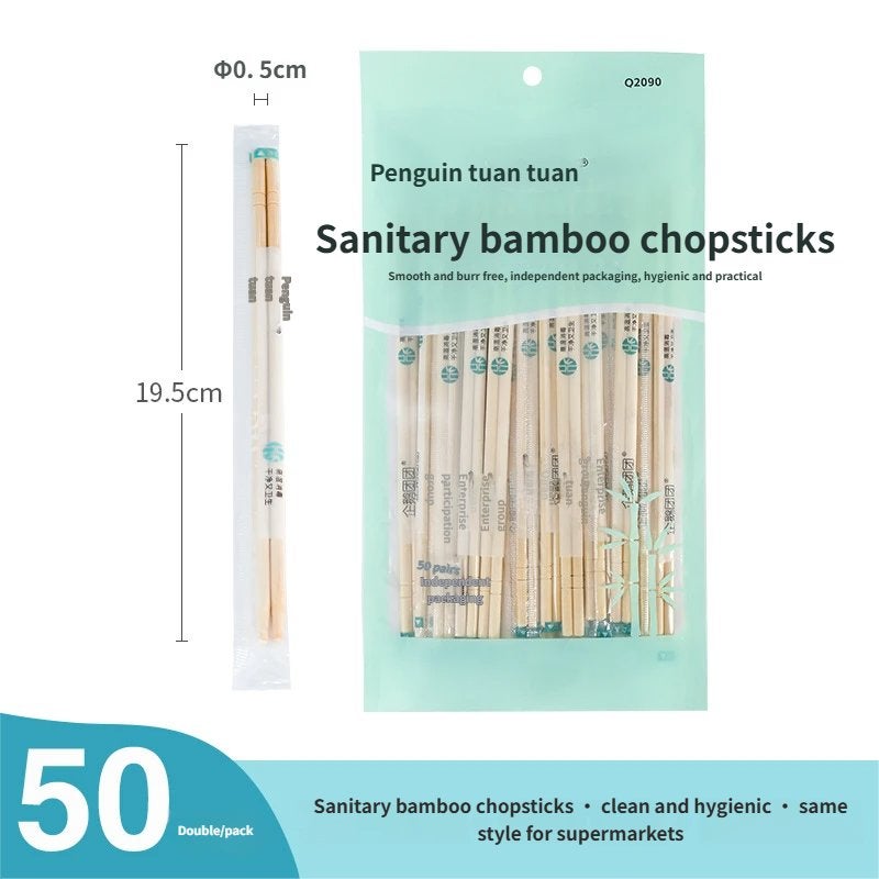 50 Pairs Premium Bamboo Chopsticks - Individually Wrapped for Maximum Hygiene | Ideal for Home, Office & Picnics - Image 1