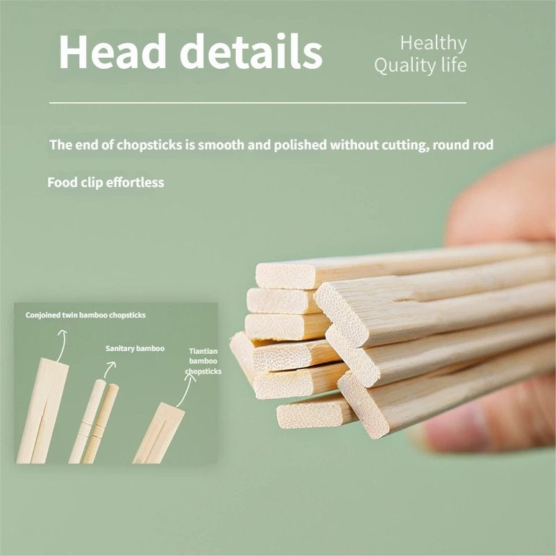 50 Pairs Premium Bamboo Chopsticks - Individually Wrapped for Maximum Hygiene | Ideal for Home, Office & Picnics - Image 3