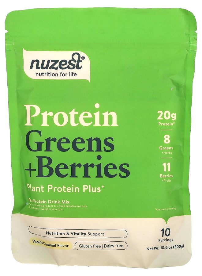 Nuzest Protein Greens + Berries Vanilla Caramel 10.6 oz (300 g)