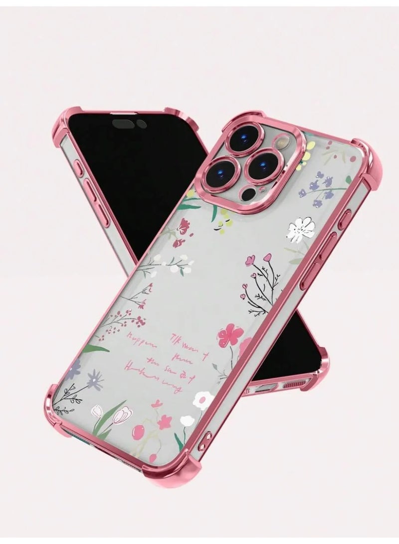 شي إن حافظة هاتف بتصميم زهري 1 قطعة جديدة بطبعة زهور زهرية متناثرة مطلية ، مقاومة للسقوط غلاف شفاف مقوى من مادة البي تي يو، متوافقة مع هاتف آيفون 15 برو ماكس - Image 3
