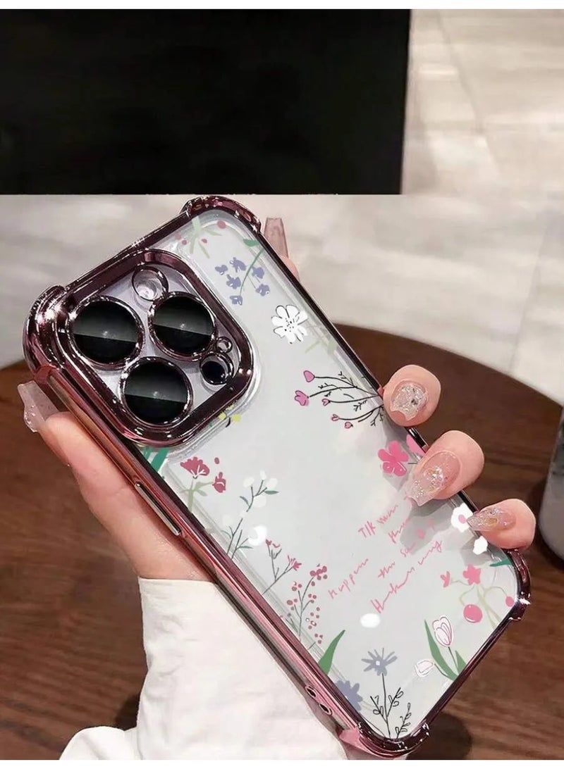 شي إن حافظة هاتف بتصميم زهري 1 قطعة جديدة بطبعة زهور زهرية متناثرة مطلية ، مقاومة للسقوط غلاف شفاف مقوى من مادة البي تي يو، متوافقة مع هاتف آيفون 15 برو ماكس - Image 2