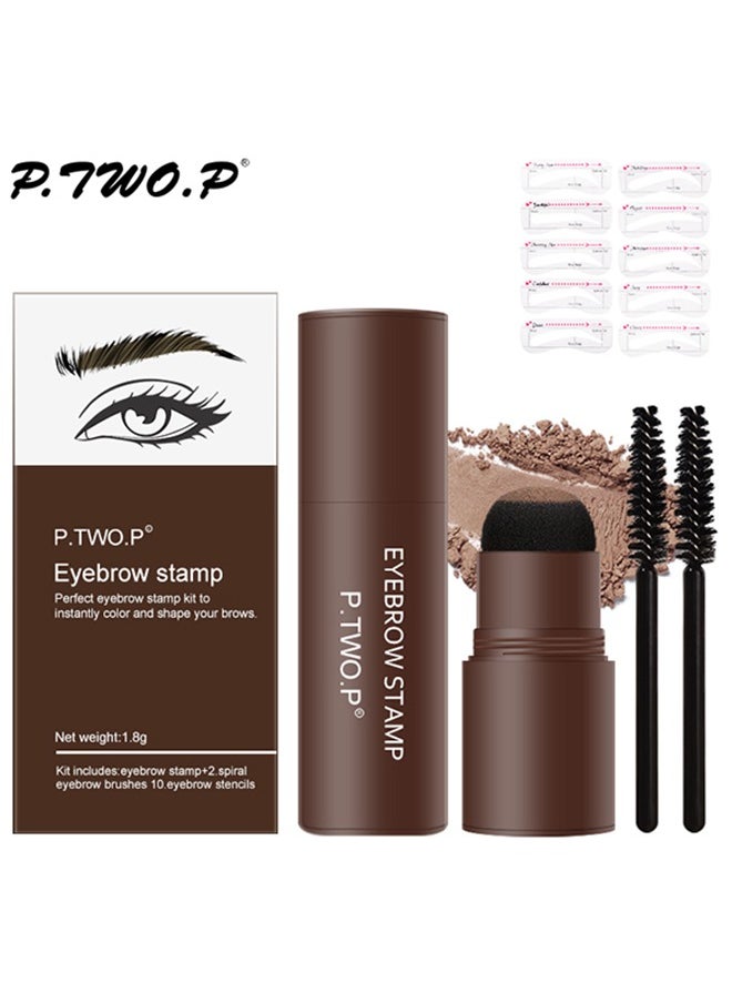P.TWO.P - Eyebrow Stamp ,Perfect Eyebrow Stamp Kit To Instantly Color And Shape Your Brows，One Step Eyebrow Stamp Shaping Kit Set With 10 Stencils Makeup Long Lasting Waterproof （light brown） - Image 1
