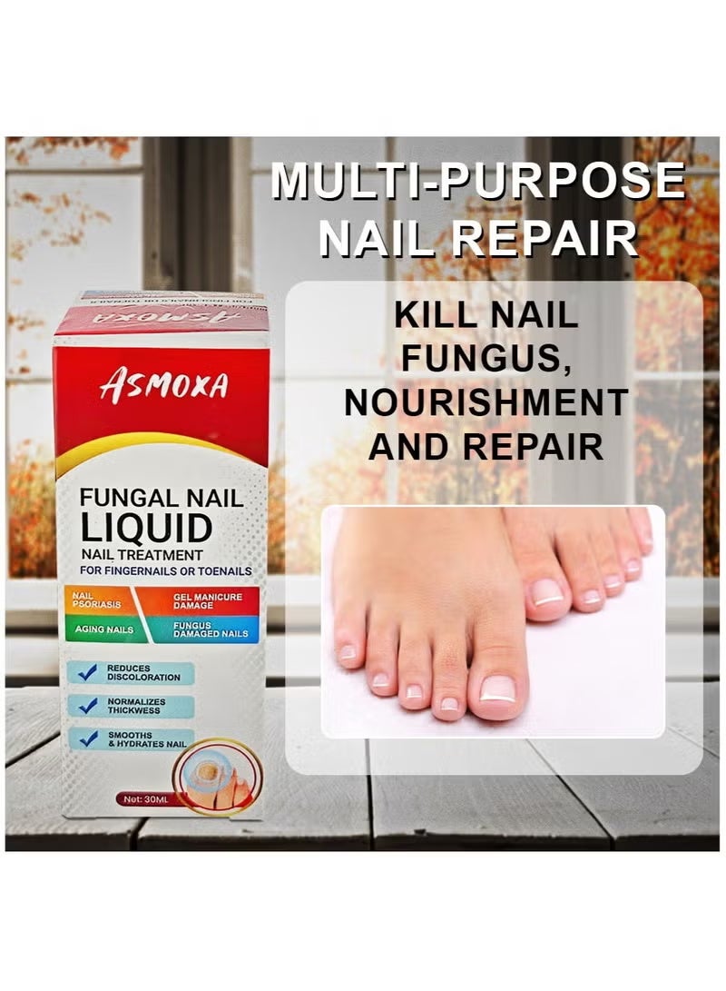 ASMOXA Fungal Nail Treatment Liquid 30ml Nail Fungus Treatment for Toenails & Fingernails Fungal Nail Renewal Anti Fungus Nail Repair Smooth & Hydrates Nail Reduce Discoloration - Image 5