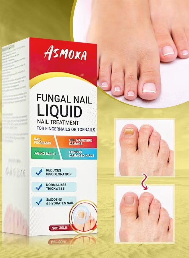 ASMOXA Fungal Nail Treatment Liquid 30ml Nail Fungus Treatment for Toenails & Fingernails Fungal Nail Renewal Anti Fungus Nail Repair Smooth & Hydrates Nail Reduce Discoloration - Image 3
