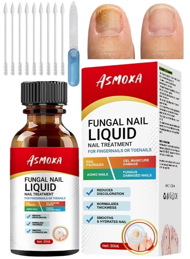 ASMOXA Fungal Nail Treatment Liquid 30ml Nail Fungus Treatment for Toenails & Fingernails Fungal Nail Renewal Anti Fungus Nail Repair Smooth & Hydrates Nail Reduce Discoloration - Image 1