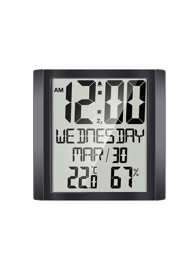Generic - Digital Wall Clock with Temperature & Humidity 8.6'' Large Display Time/ Date/ Week Alarm Clock & Snooze ℃/ ℉ Selectable Indoor Thermo-hygrometer Accurate Weather Monitor for Home Office (Black) - Image 1