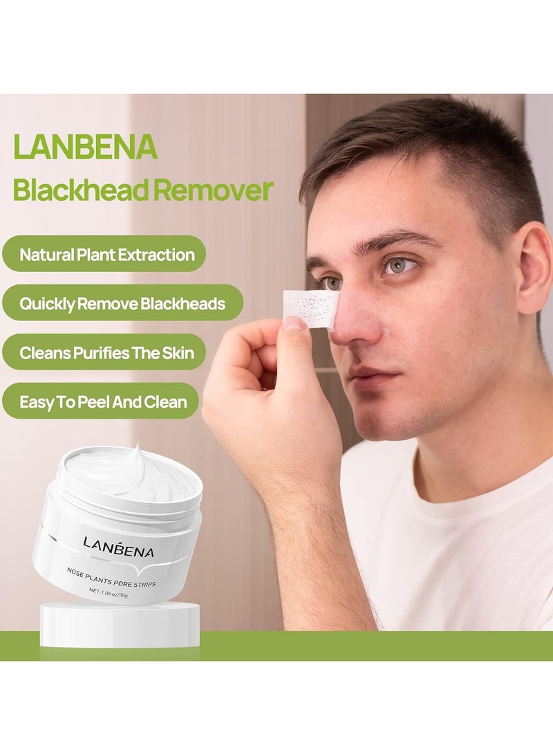 LANBENA LANBENA Blackhead Remover, Nose Plants Pore Strips Deep Cleansing Peel off Mask & 60Pcs Nose Strips Blackheads Remover from Face - Image 3