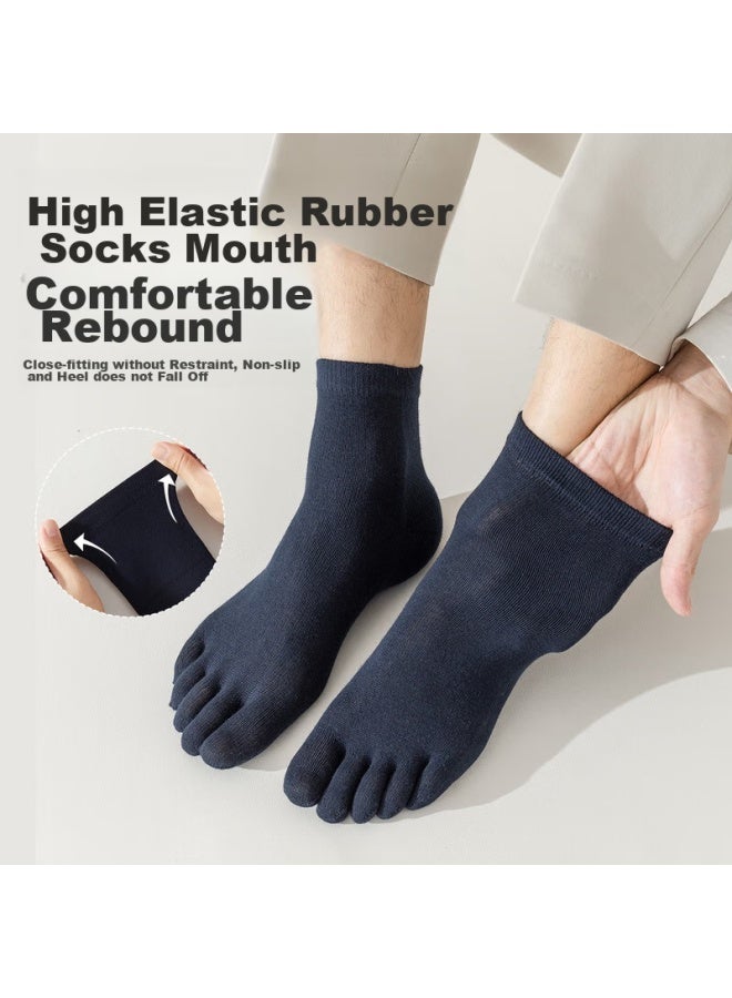 MIIOW Maoren [100% Pure Cotton Socks 5 Pairs] New Men's Socks, Spring And Summer Five-toe Socks, Antibacterial And Odor-resistant Mid-calf Socks - Image 5