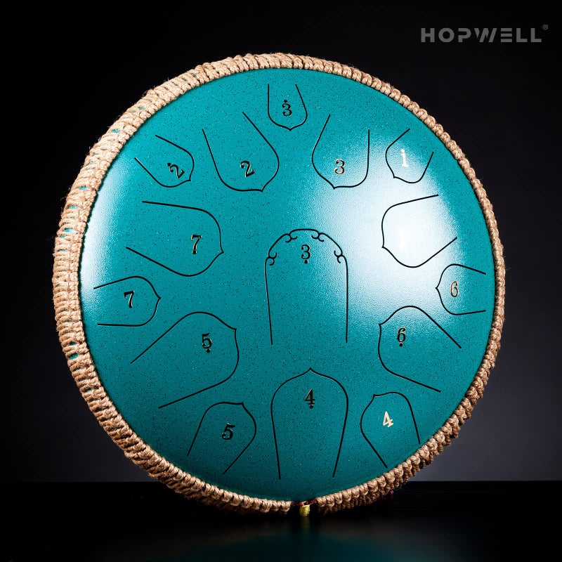 HOPWELL درام لسان فولاذي - هوبويل 15 نوتة 14 بوصة - آلة إيقاع - درام بان يدوي مع كتاب موسيقي، عصي درام وحقيبة حمل، دو ماجور، أخضر مالاكيت - Image 2