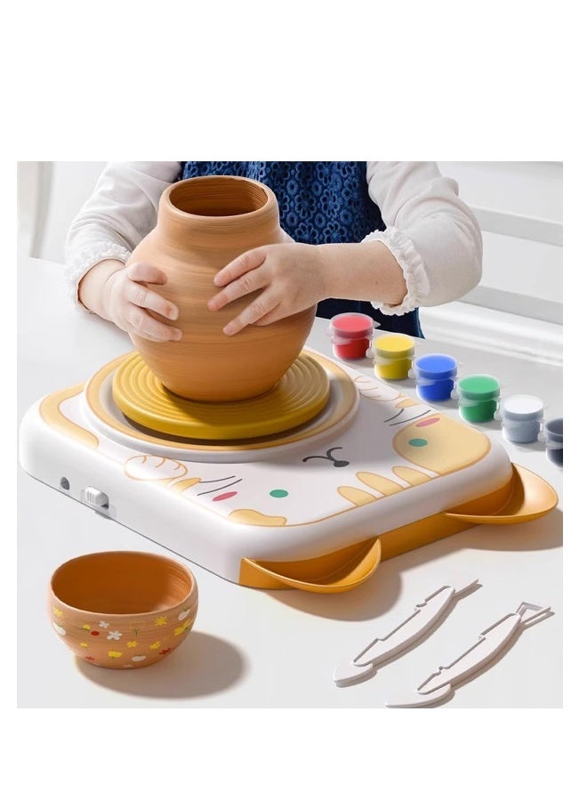 Mini Kids Pottery Wheel DIY Kits Clay Maker, Clay Sculpting Tools and Painting Kit, DIY Kits Clay Maker for Beginners with 6 Packs Modeling Clays, Tiny Pottery Wheel for Kids Age 8-12, 10-13  - Image 2