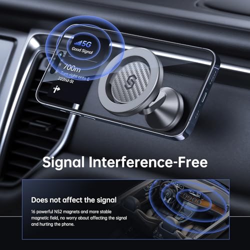 SYNCWIRE for MagSafe Car Mount - Kevlar Material Magnetic Phone Holder for Car Dash,360° Rotation Strong Magnets Car Phone Holder Compatible iPhone 17 Pro Max Air 16 15 14 13, MagSafe Car Accessories - Image 4