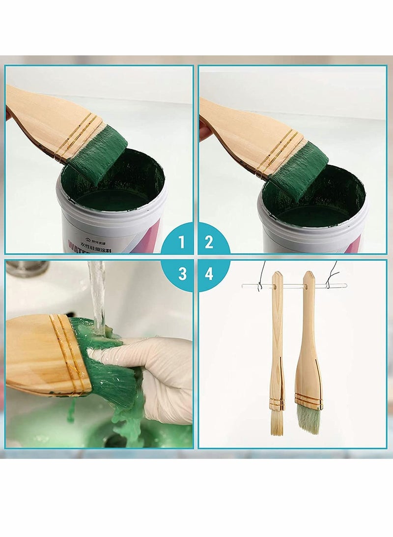 SYOSI 3 Pieces Hake Brush Paint Brushes Flat Hake Brushes Hake Paint Brush Artist Wooden Handle Art Supplies Watercolor Brush Goat Hair Set Sheep Bristles for Wash Ceramic and Pottery  - Image 2