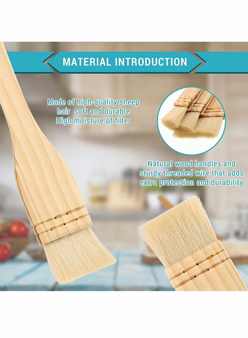 SYOSI 3 Pieces Hake Brush Paint Brushes Flat Hake Brushes Hake Paint Brush Artist Wooden Handle Art Supplies Watercolor Brush Goat Hair Set Sheep Bristles for Wash Ceramic and Pottery  - Image 3