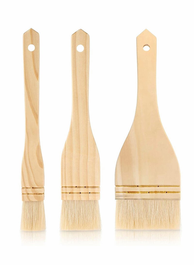 SYOSI 3 Pieces Hake Brush Paint Brushes Flat Hake Brushes Hake Paint Brush Artist Wooden Handle Art Supplies Watercolor Brush Goat Hair Set Sheep Bristles for Wash Ceramic and Pottery  - Image 1