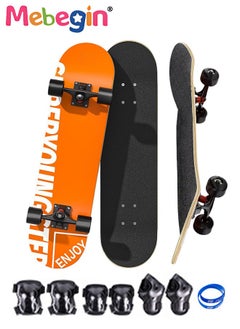 MEBEGIN 78*20cm Skateboard Set with Storage Bag and 6PCS Protect Gear, 7-ply Maple Deck Skate Board with Durable Deck and Smooth Wheels, Easy to Ride and Stop, Suitable for All Types of People  - Image 2